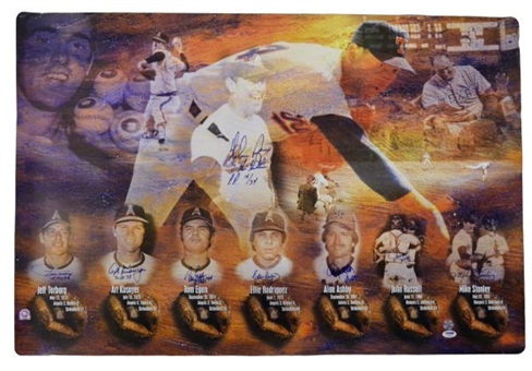 Nolan Ryan & 7 No-Hit Catchers Signed And Inscribed Players Proof Poster #14/34